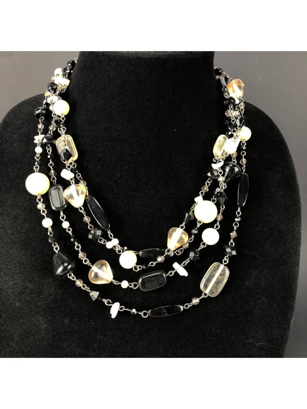 Lia Sophia Necklace Multilayer Simulated Pearl & Glass Beads